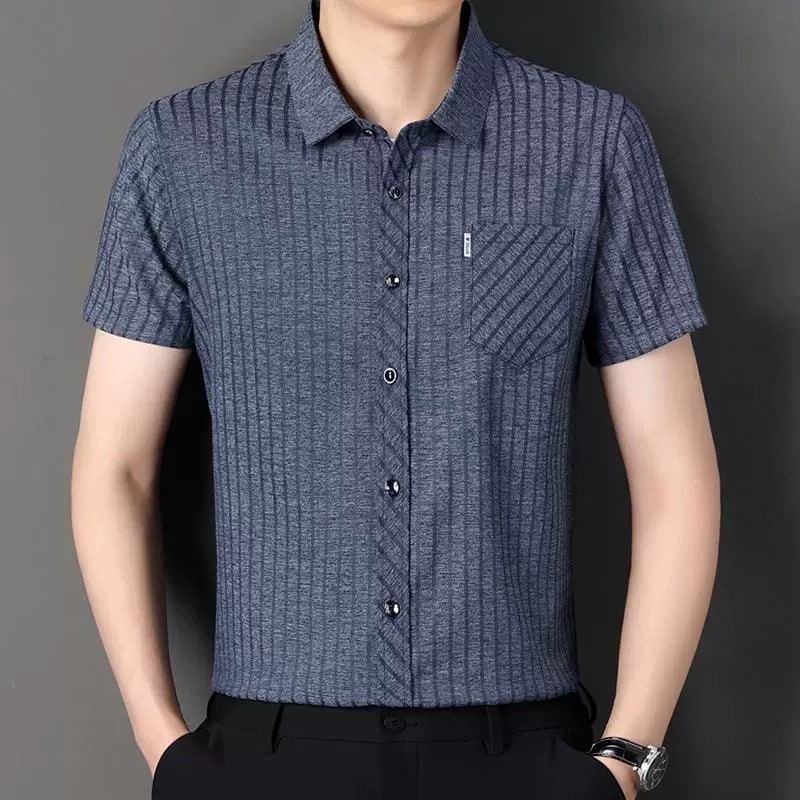Men's Striped Short-Sleeve Summer Shirt photo 2