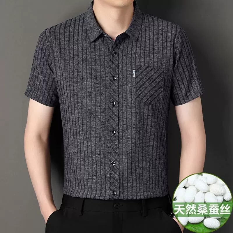 Men's Striped Short-Sleeve Summer Shirt photo 6