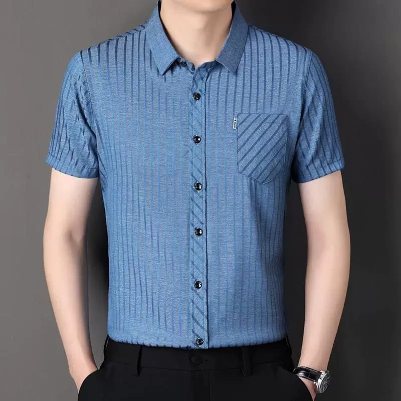 Men's Striped Short-Sleeve Summer Shirt