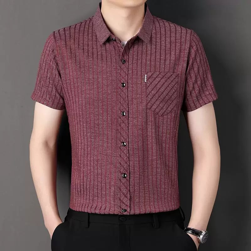 Men's Striped Short-Sleeve Summer Shirt photo 3