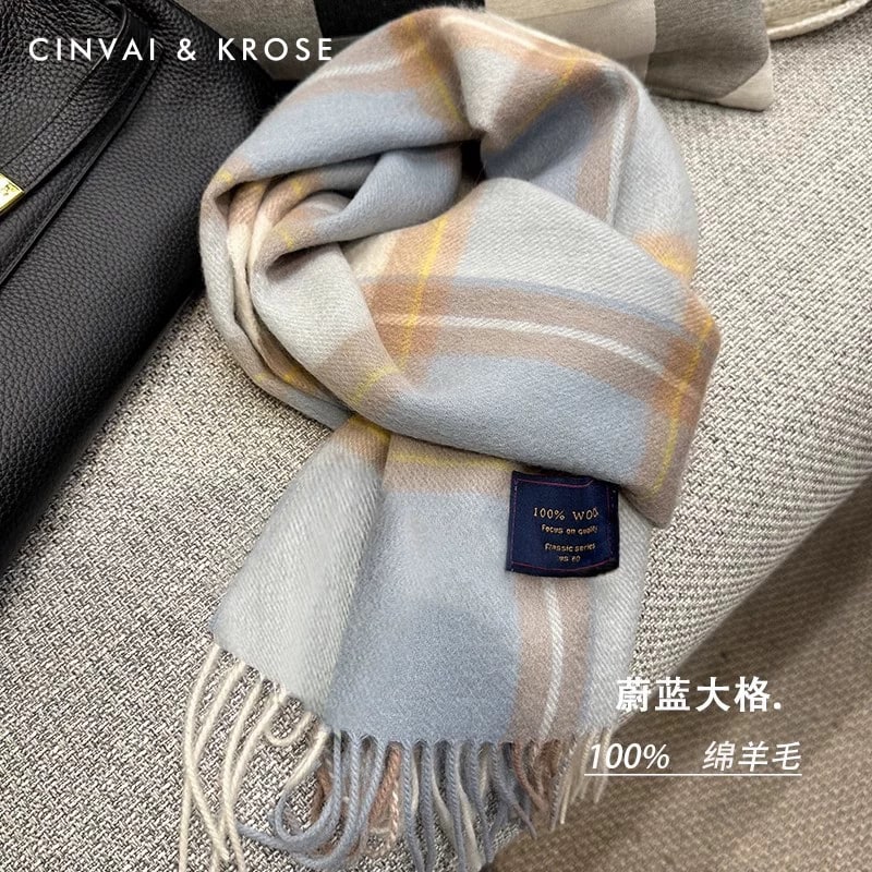 CinvaiKrose Pure Wool Checked Scarf with Gift Box — Fashion on G+ Market