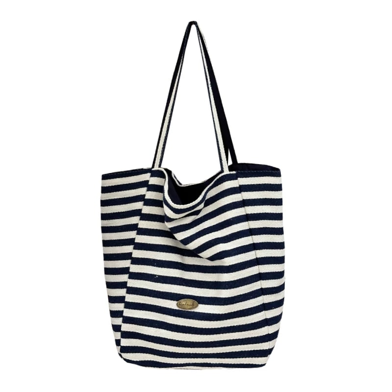 Tea Party Vintage Striped Canvas Tote Bag photo 4