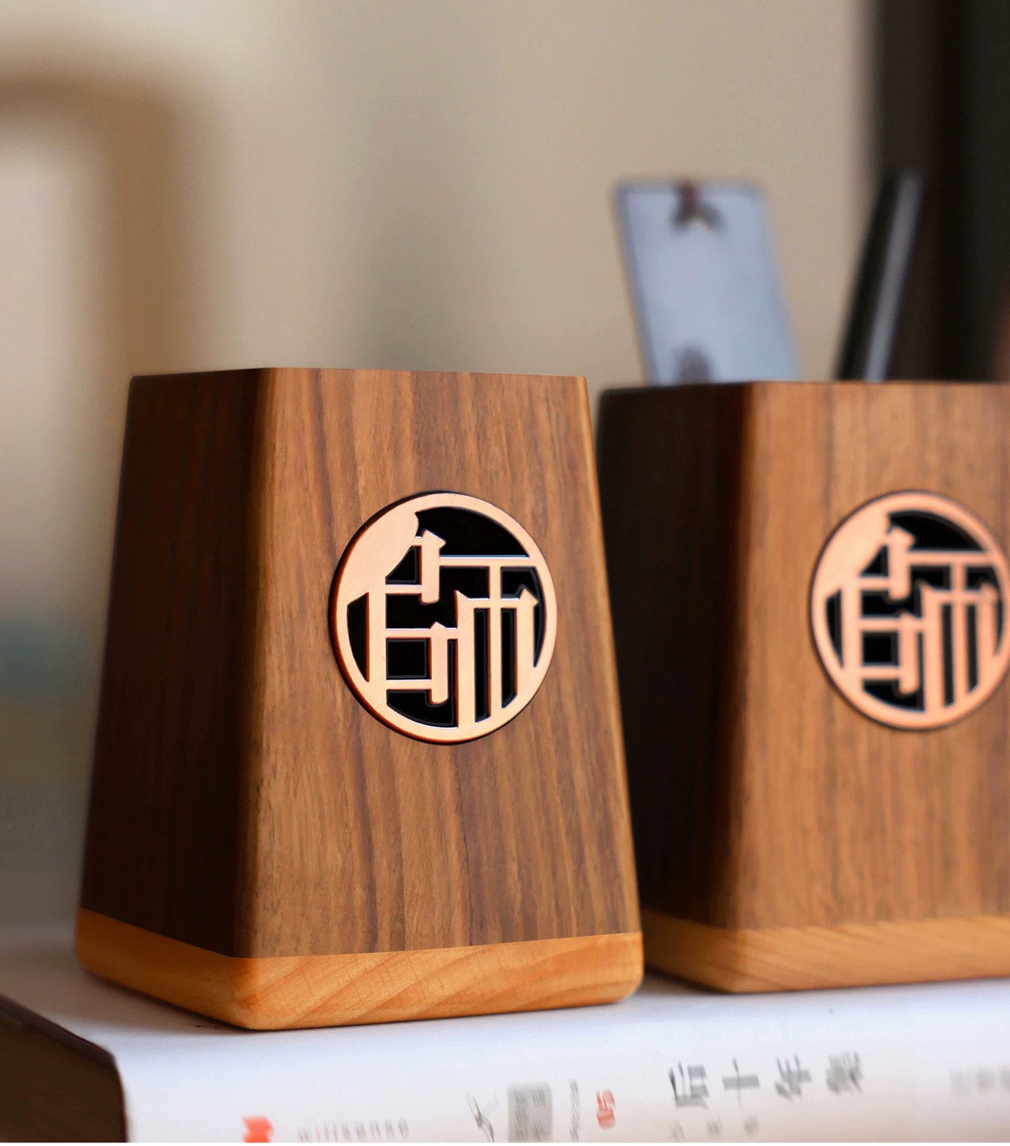 Walnut Wood Pen Holder with Gift Box photo 2