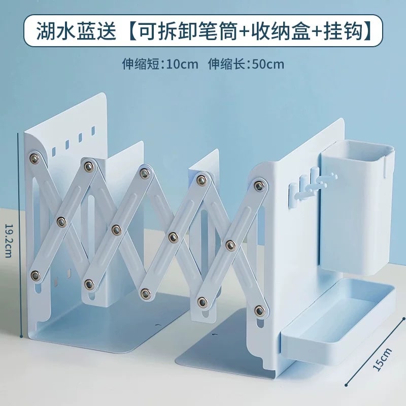 Extendable Metal Desk Book Stand with Pen Cup photo 5