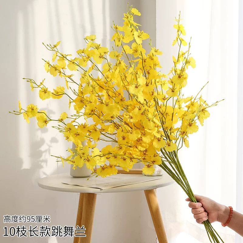 Artificial Oncidium Orchid Spray Bouquet with Vase photo 5
