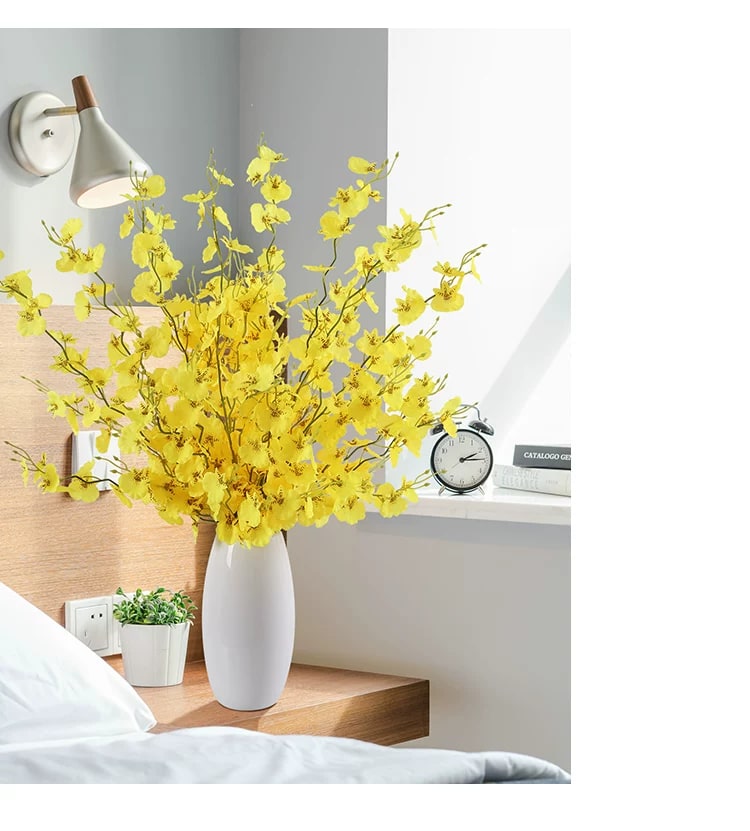 Artificial Oncidium Orchid Spray Bouquet with Vase photo 5