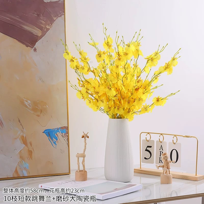 Artificial Oncidium Orchid Spray Bouquet with Vase photo 6