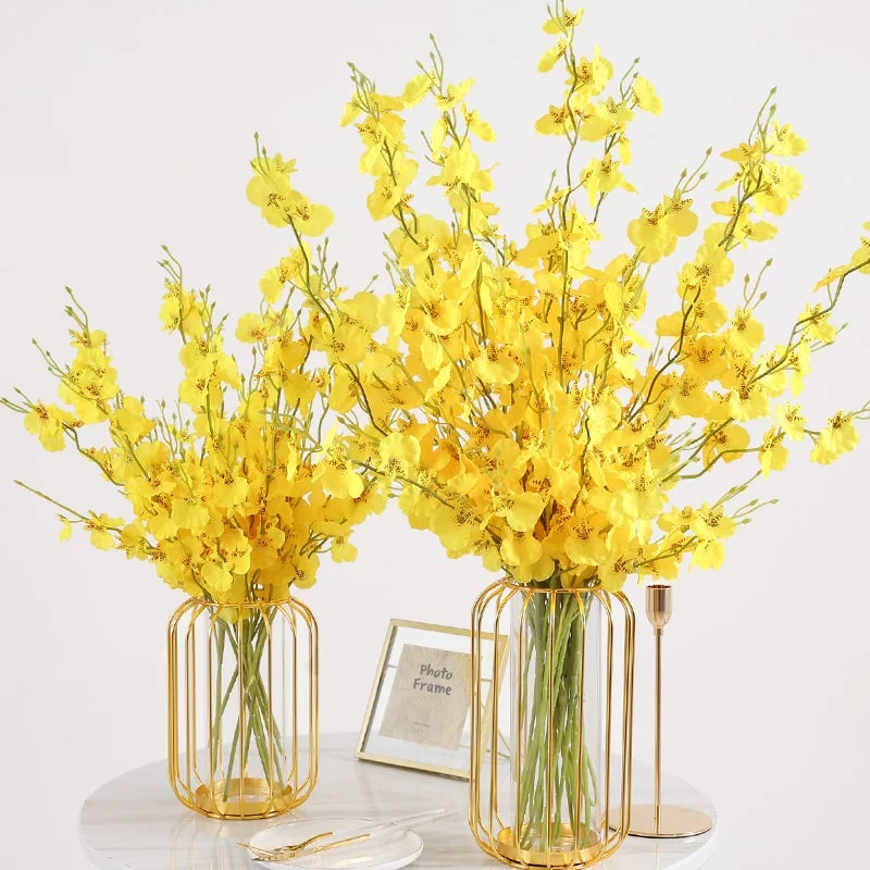 Artificial Oncidium Orchid Spray Bouquet with Vase photo 2