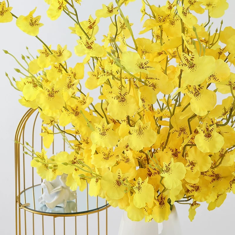 Artificial Oncidium Orchid Spray Bouquet with Vase photo 3
