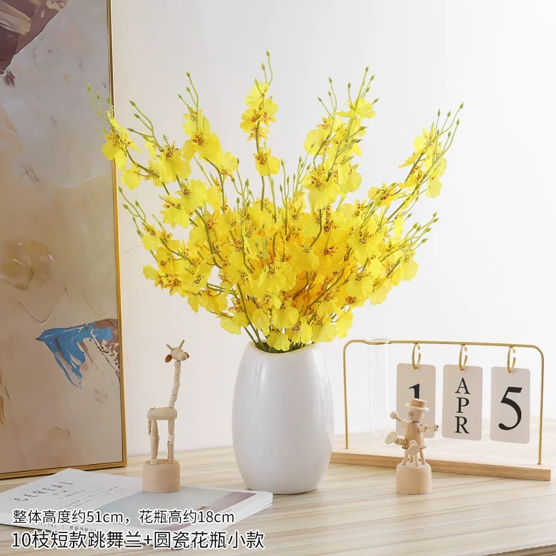 Artificial Oncidium Orchid Spray Bouquet with Vase photo 2