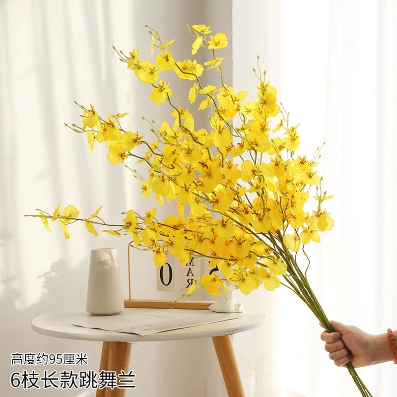 Artificial Oncidium Orchid Spray Bouquet with Vase photo 4