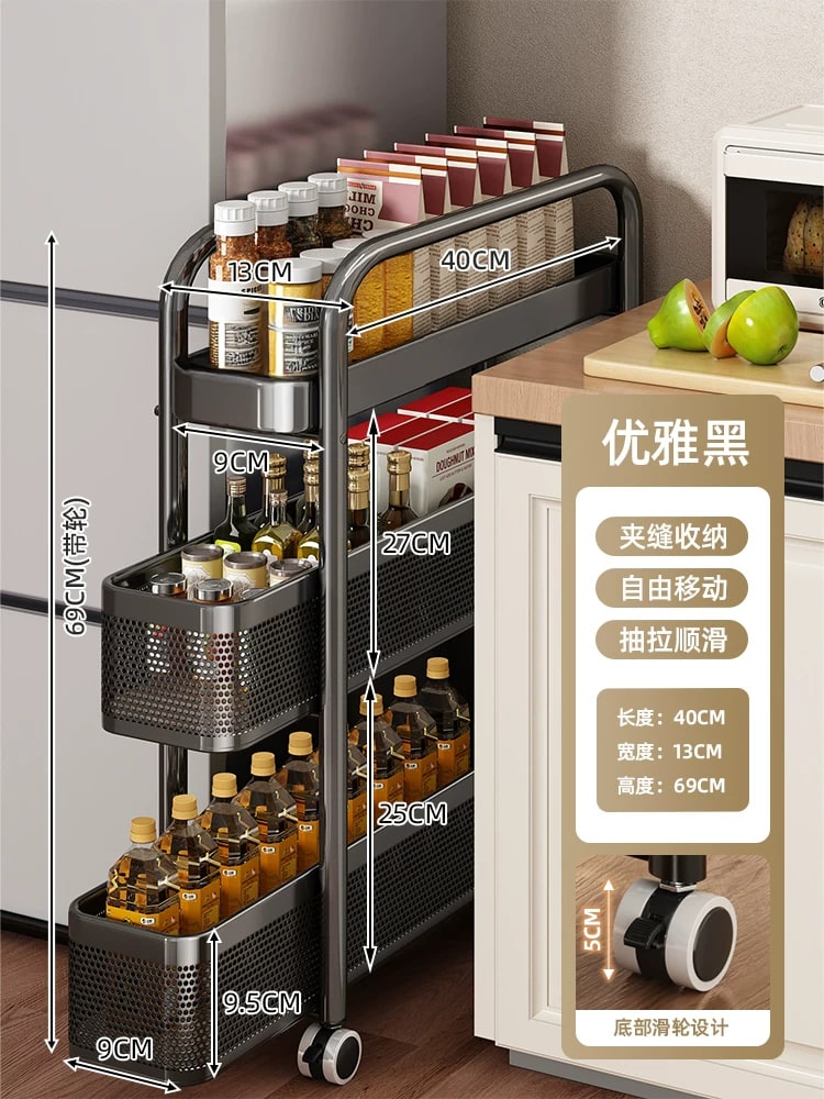 Narrow Gap Kitchen Storage Trolley on Castors photo 4