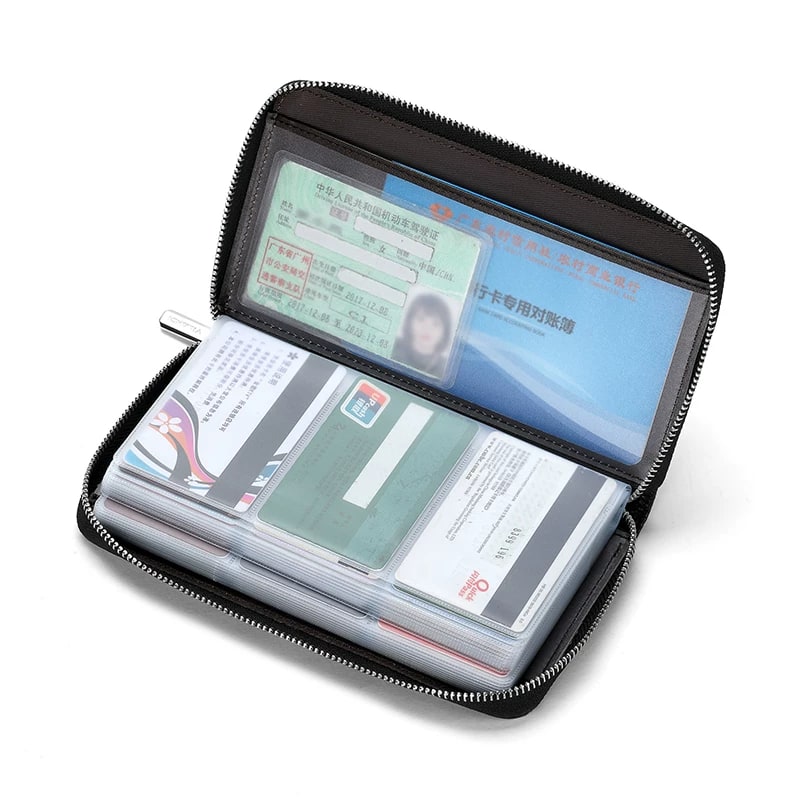 Leather Zip-Around Card Holder Wallet photo 6