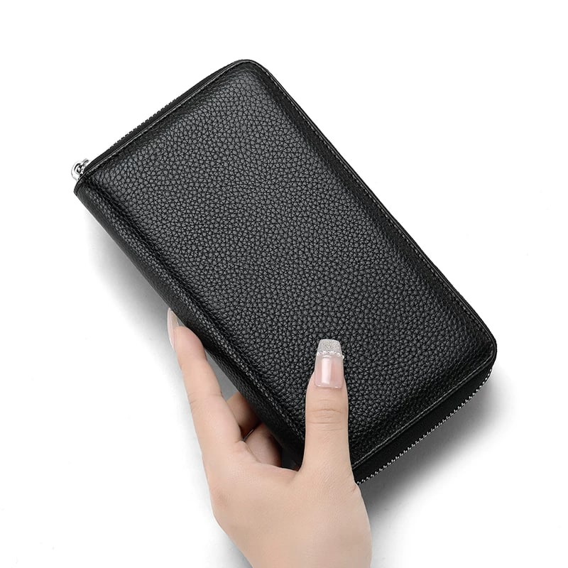Leather Zip-Around Card Holder Wallet photo 5
