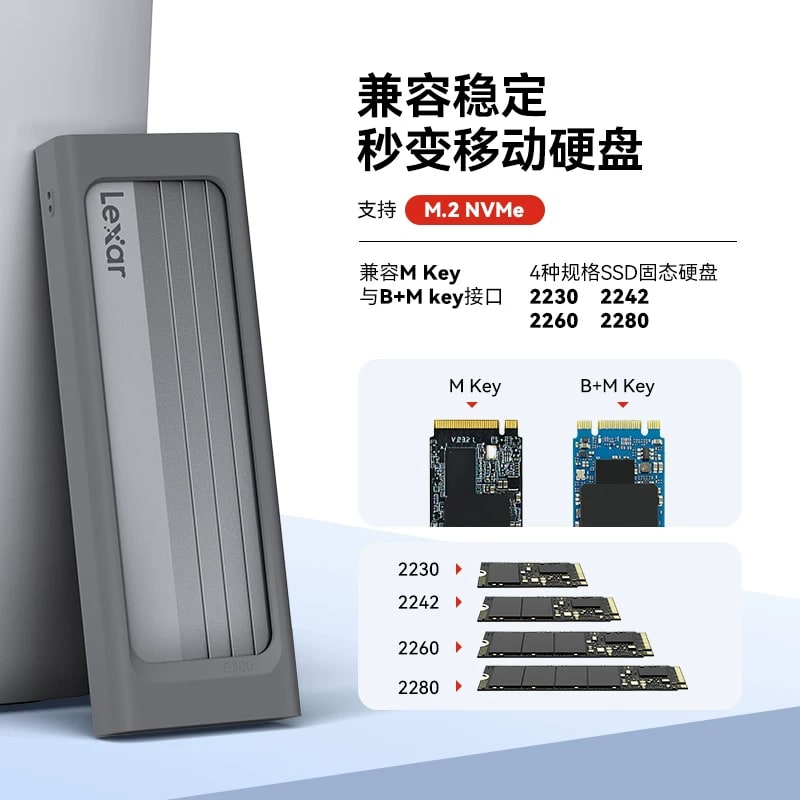 Lexar E300 M.2 NVMe and SATA External SSD Enclosure photo 6