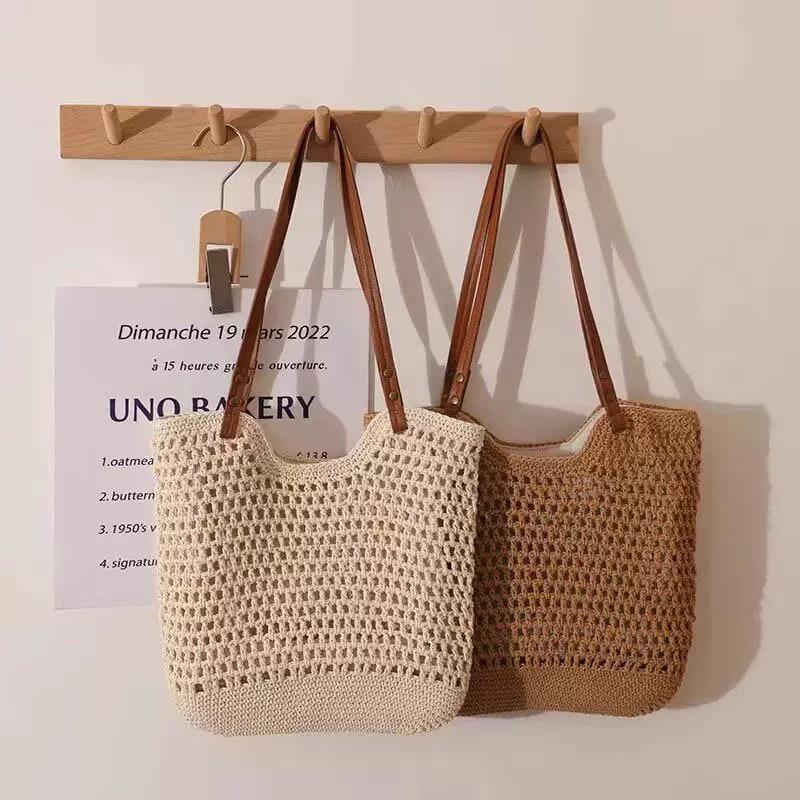 Woven Straw Beach Tote photo 2