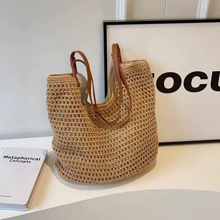 Woven Straw Beach Tote photo 4