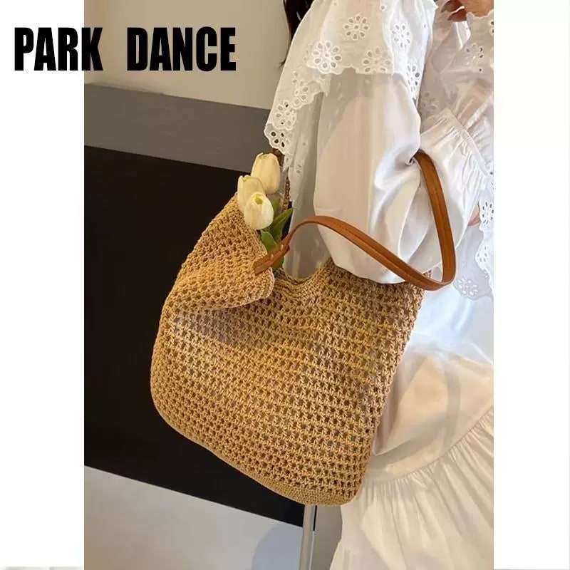 Woven Straw Beach Tote photo 3