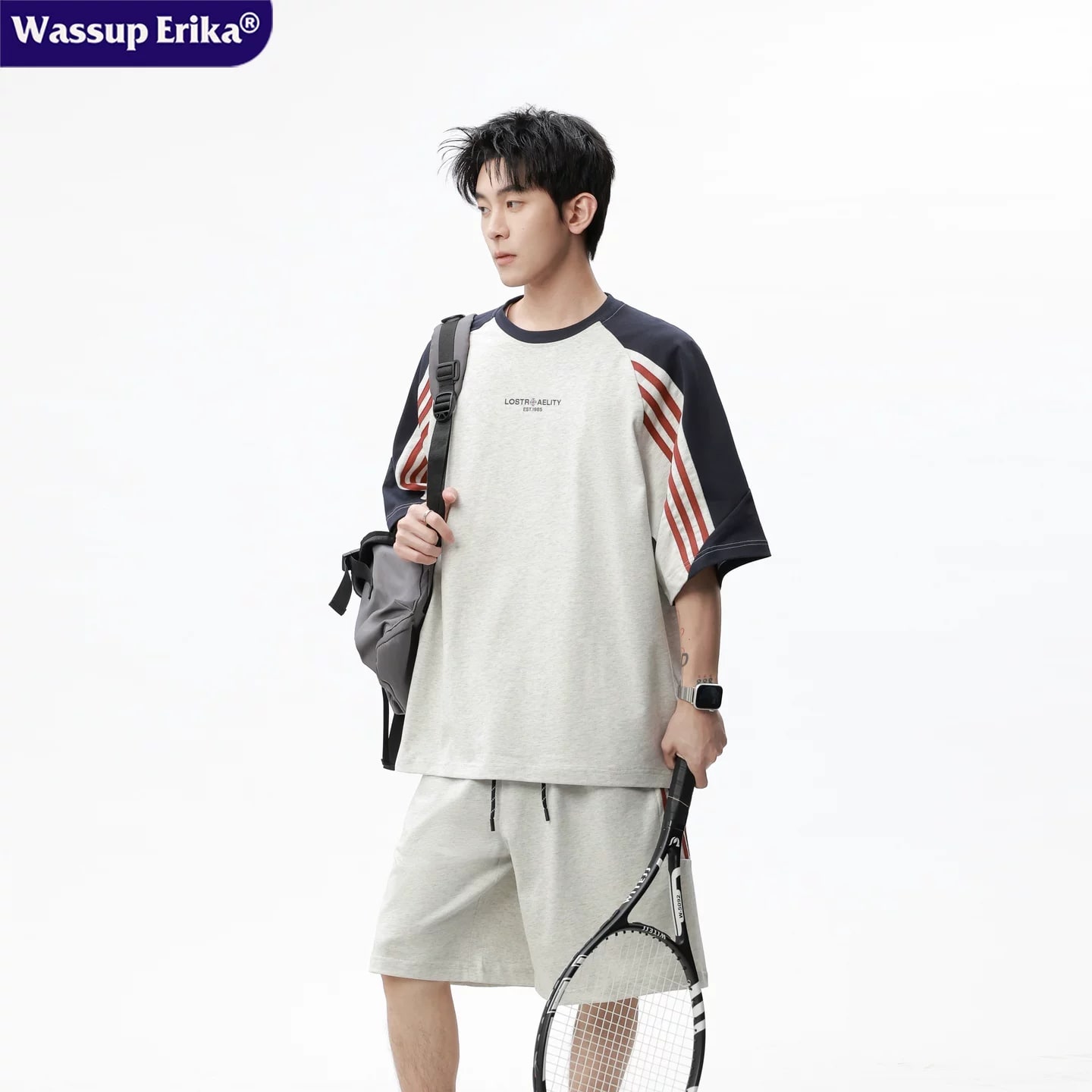 WASSUP ERIKA Striped Color Block Short Sleeve Set for Men photo 2