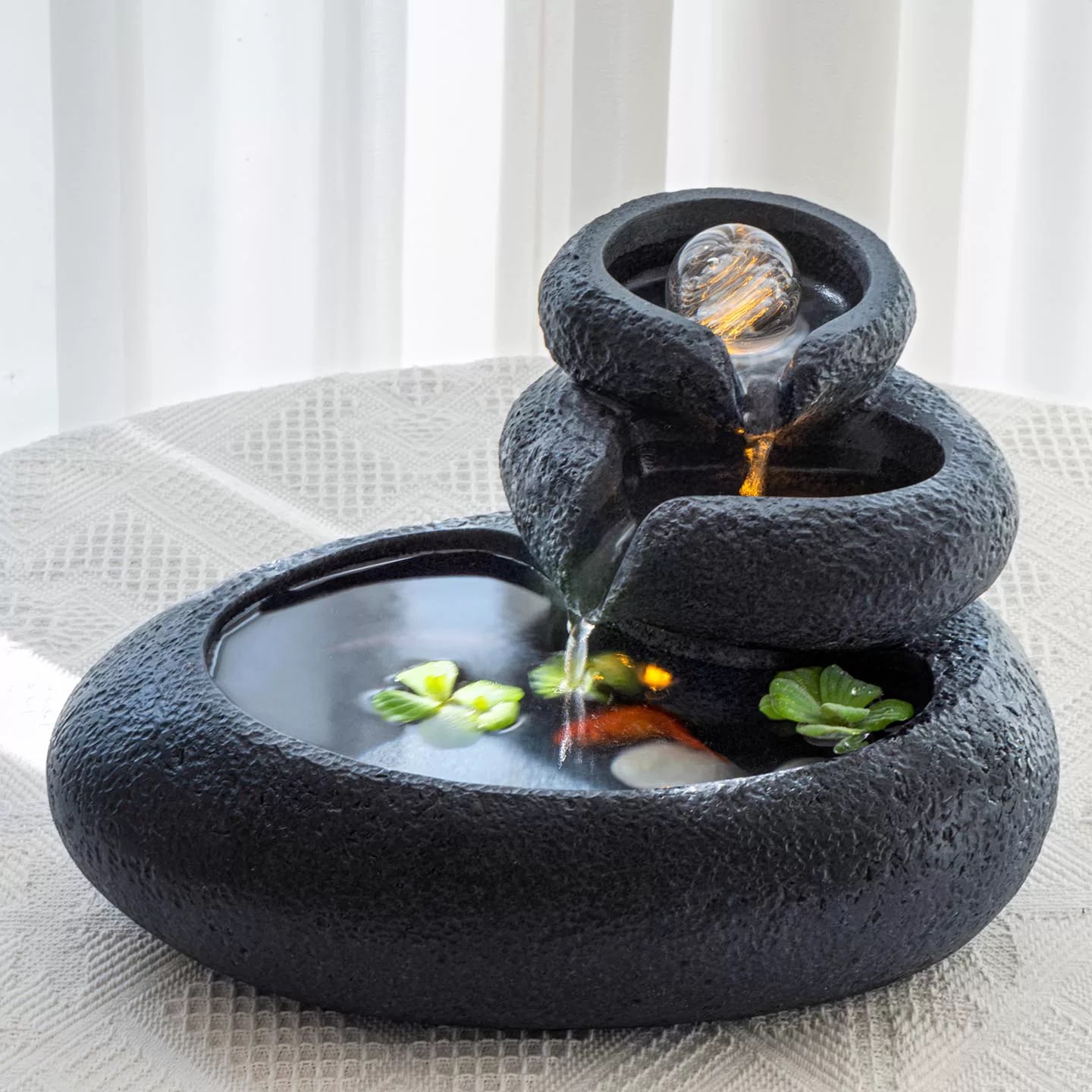 Zen Mountain and Water Desktop Fountain with LED Light photo 3