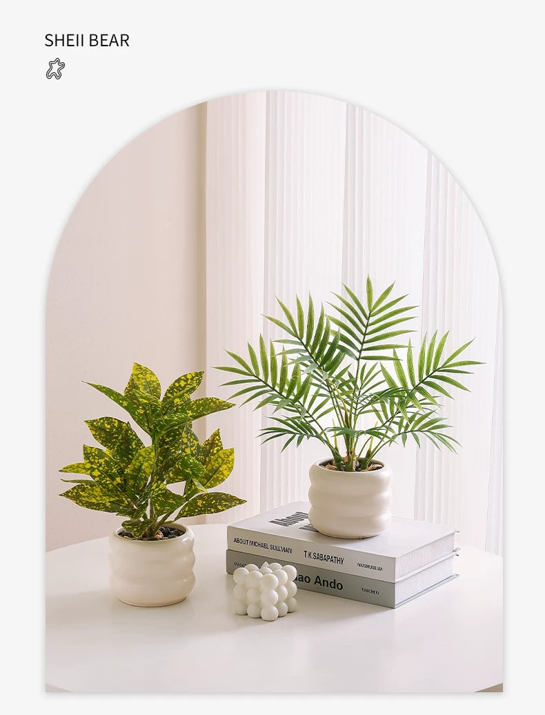 Artificial Potted Foliage Plant in Ceramic Pot photo 6
