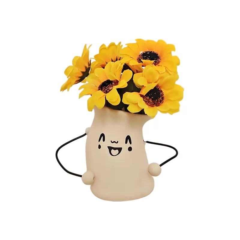 Ceramic Face Planter with Artificial Flower Arrangement — Home & Furniture on G+ Market