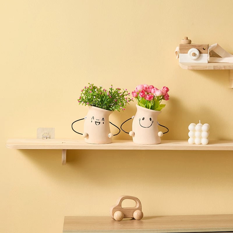 Ceramic Face Planter with Artificial Flower Arrangement photo 5