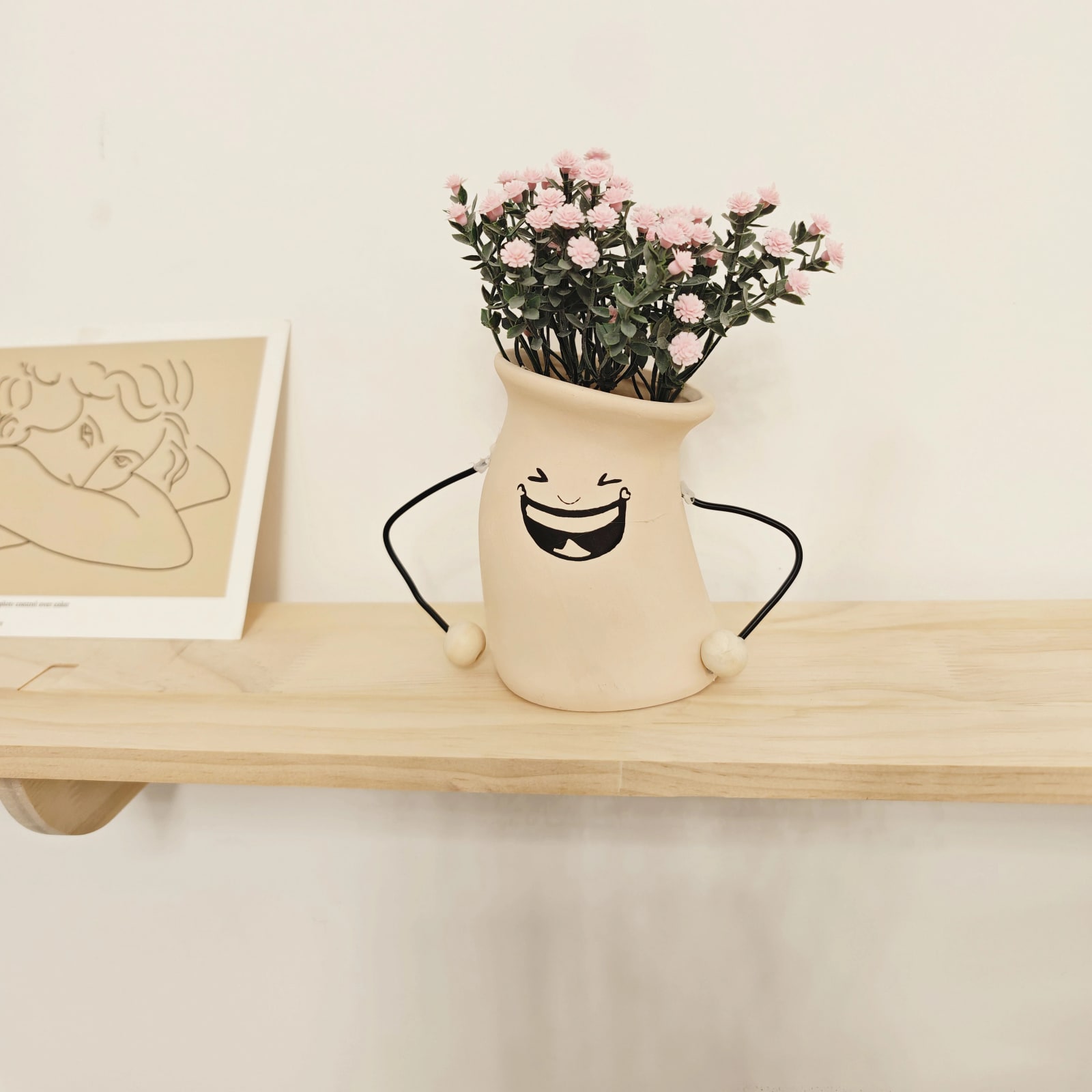Ceramic Face Planter with Artificial Flower Arrangement photo 6