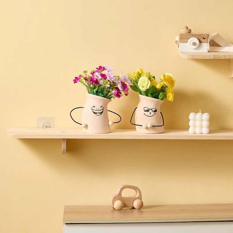Ceramic Face Planter with Artificial Flower Arrangement photo 6