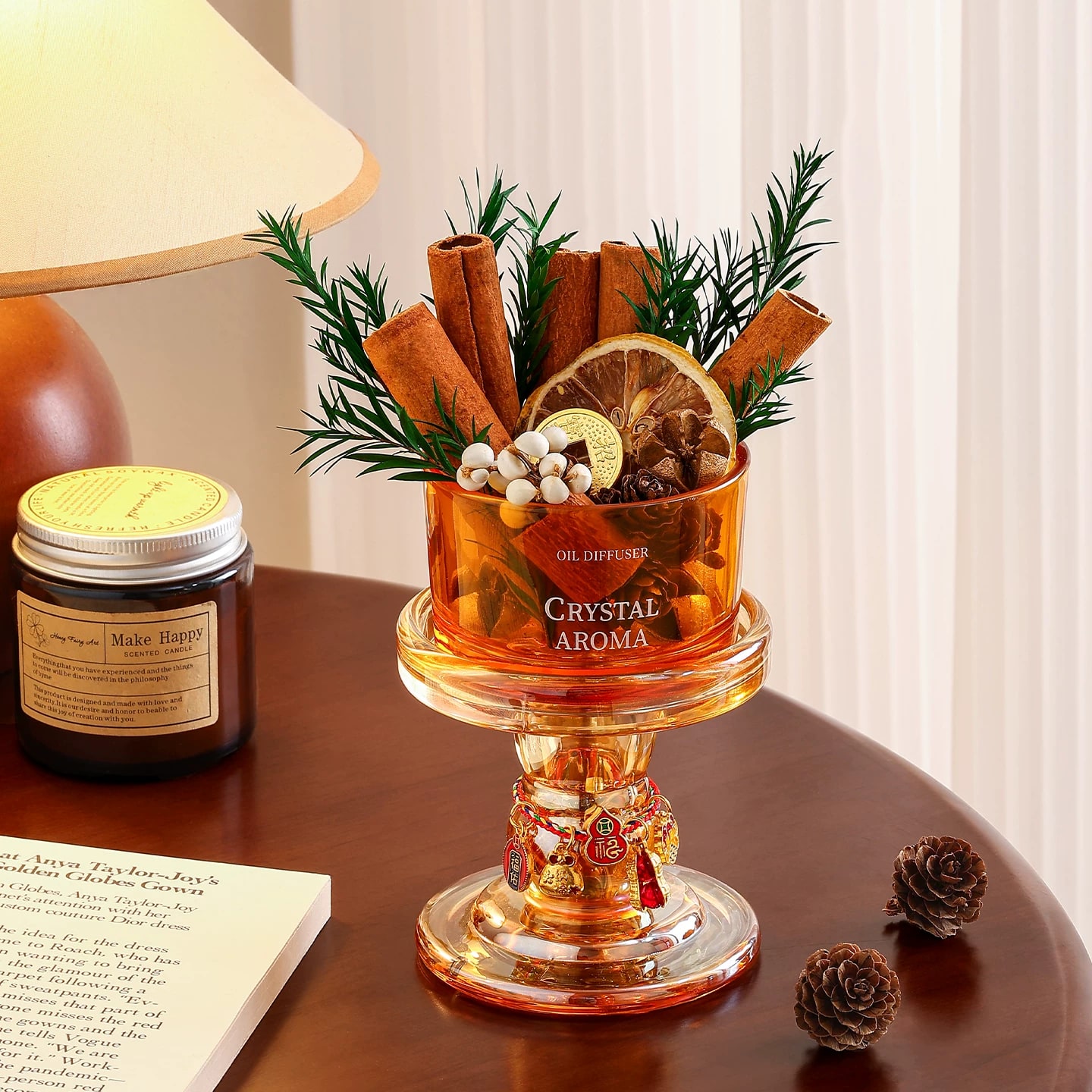 Flameless Reed Diffuser Cup with Dried Flowers photo 3