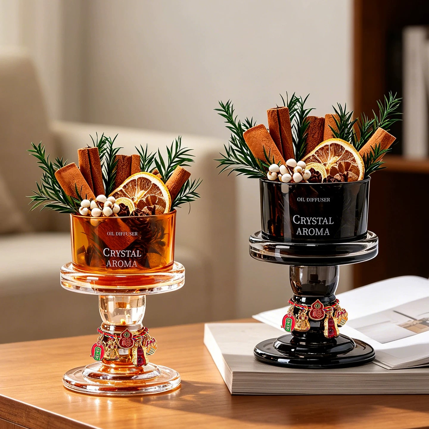 Flameless Reed Diffuser Cup with Dried Flowers photo 2