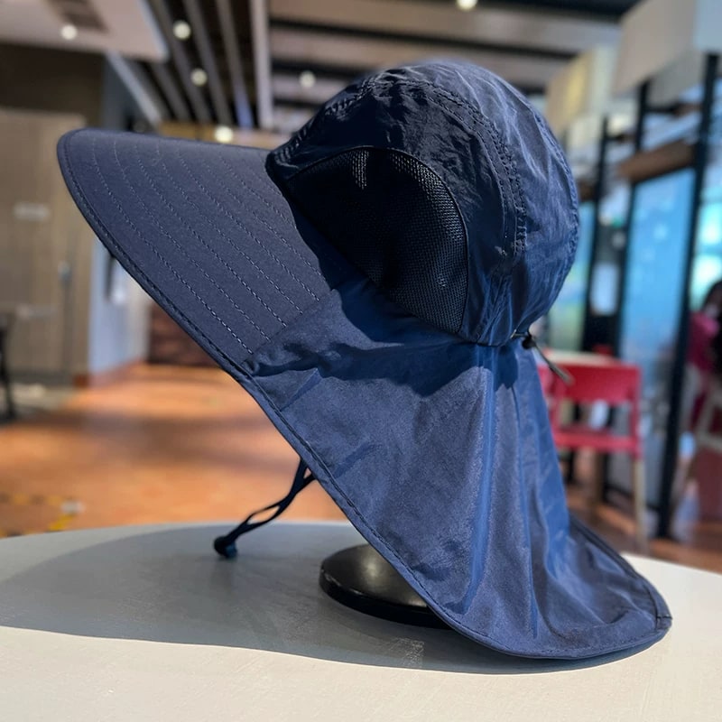 Wide-Brim Sun Hat with Neck Cape photo 6