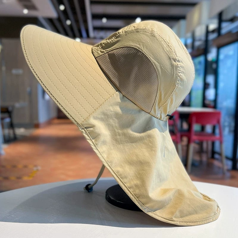 Wide-Brim Sun Hat with Neck Cape photo 3