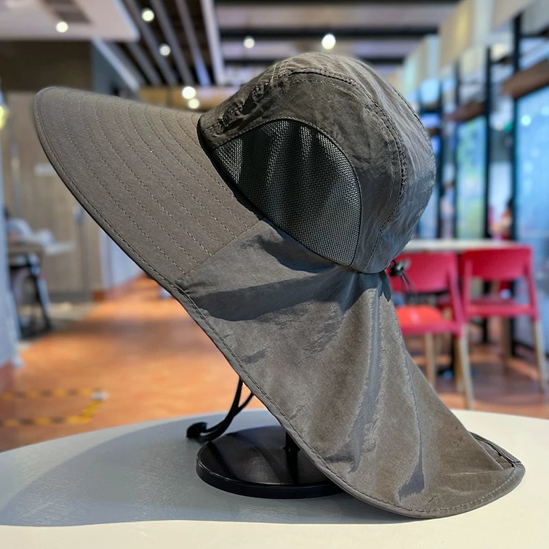 Wide-Brim Sun Hat with Neck Cape photo 5