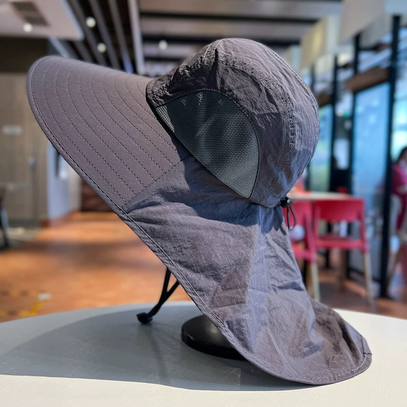 Wide-Brim Sun Hat with Neck Cape photo 4
