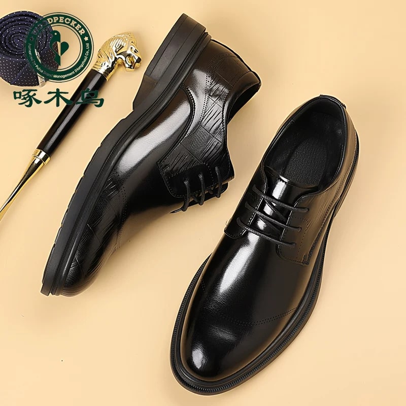 WOODPECKER Men's Leather Derby Business Shoes photo 5