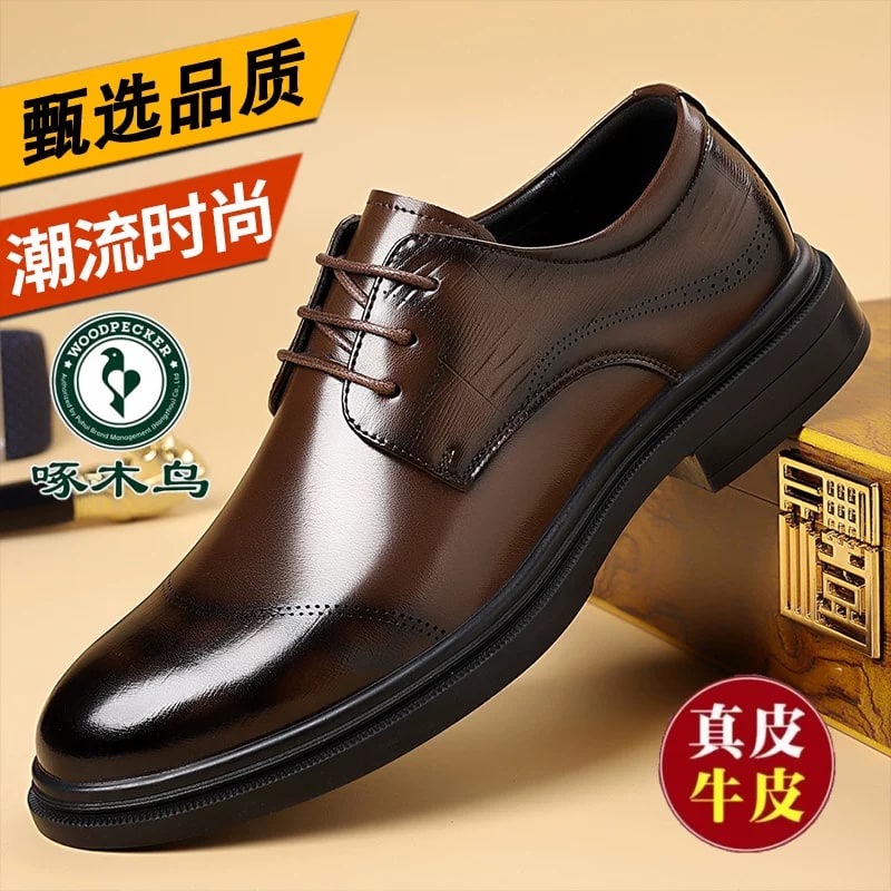 WOODPECKER Men's Leather Derby Business Shoes photo 4