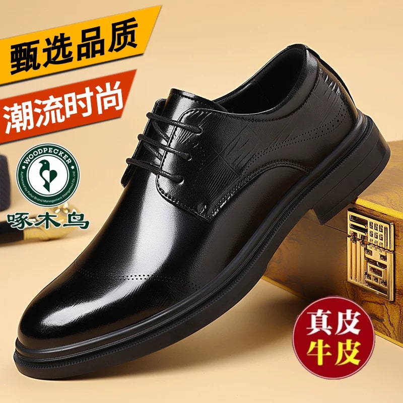 WOODPECKER Men's Leather Derby Business Shoes photo 3
