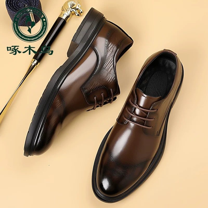 WOODPECKER Men's Leather Derby Business Shoes photo 6