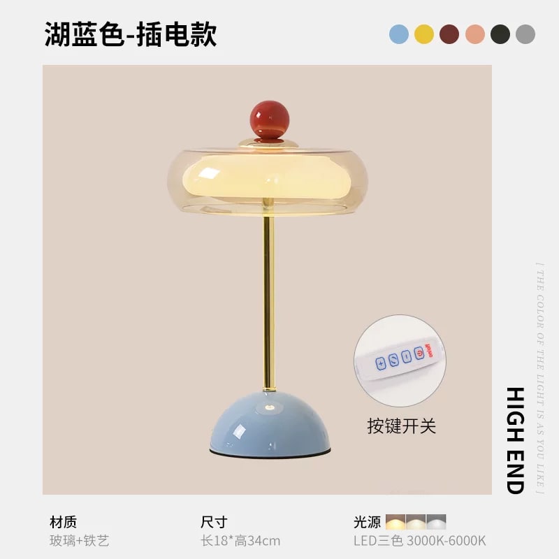 Mushroom Glass Bedside Table Lamp photo 3