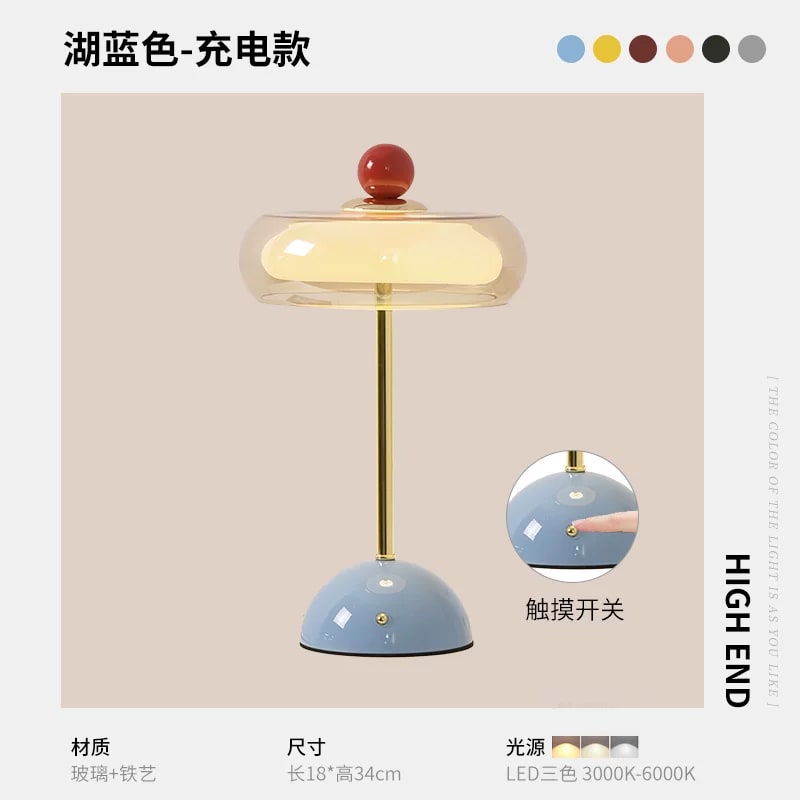 Mushroom Glass Bedside Table Lamp photo 4