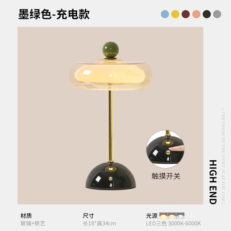 Mushroom Glass Bedside Table Lamp photo 2