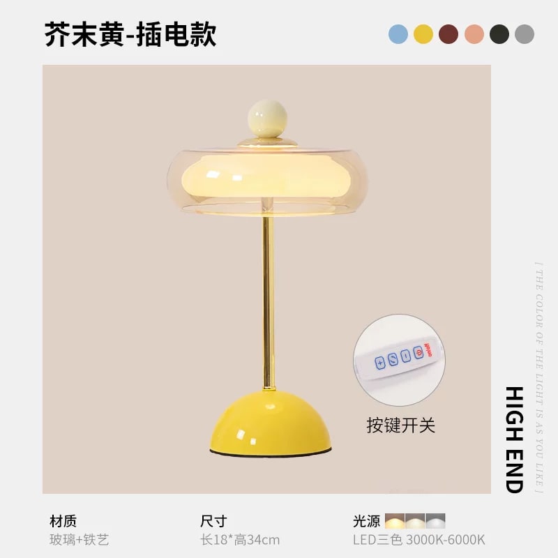Mushroom Glass Bedside Table Lamp photo 5
