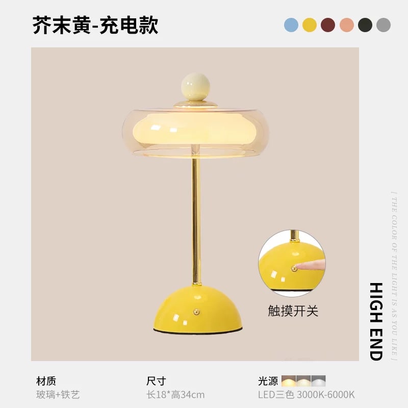 Mushroom Glass Bedside Table Lamp photo 6