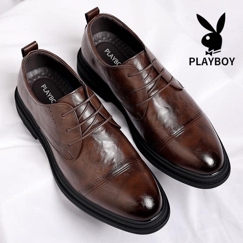 PLAYBOY Men's Casual Leather Derby Shoes photo 2