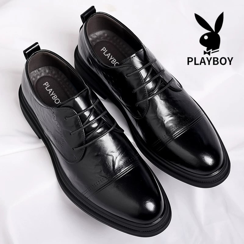 PLAYBOY Men's Casual Leather Derby Shoes photo 6