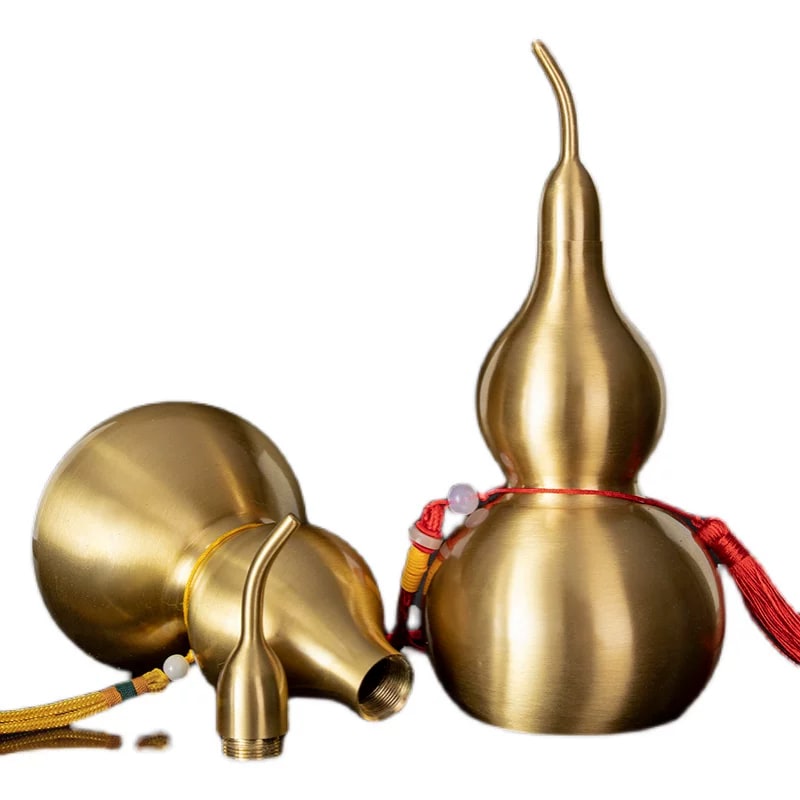 Pure Brass Gourd Ornament - Chinese Style Wealth Decor photo 2