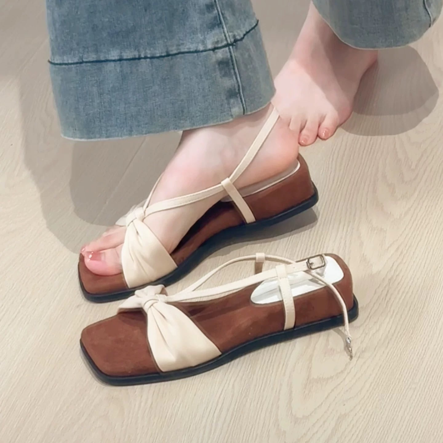 Women's Leather Open-Toe Wedge Sandals — Fashion on G+ Market