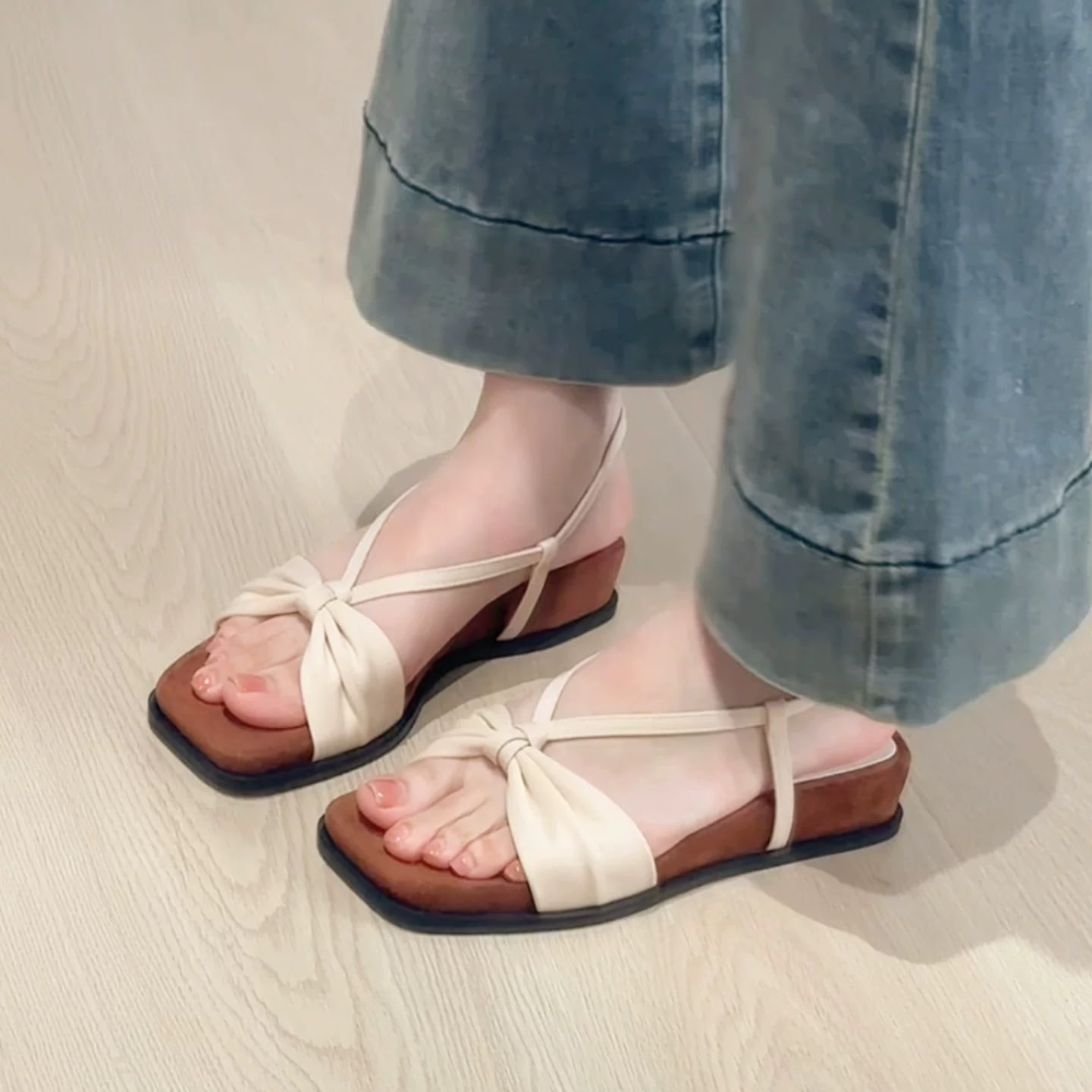 Women's Leather Open-Toe Wedge Sandals photo 4