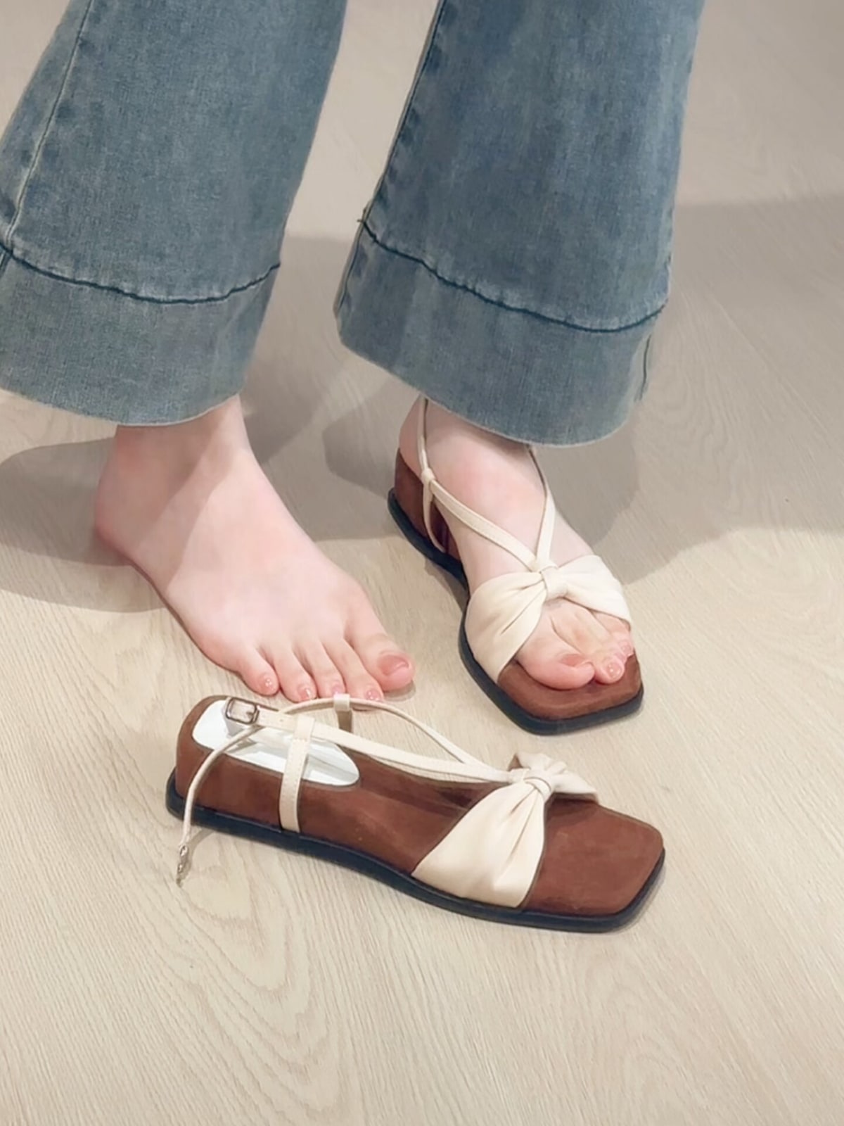 Women's Leather Open-Toe Wedge Sandals photo 3